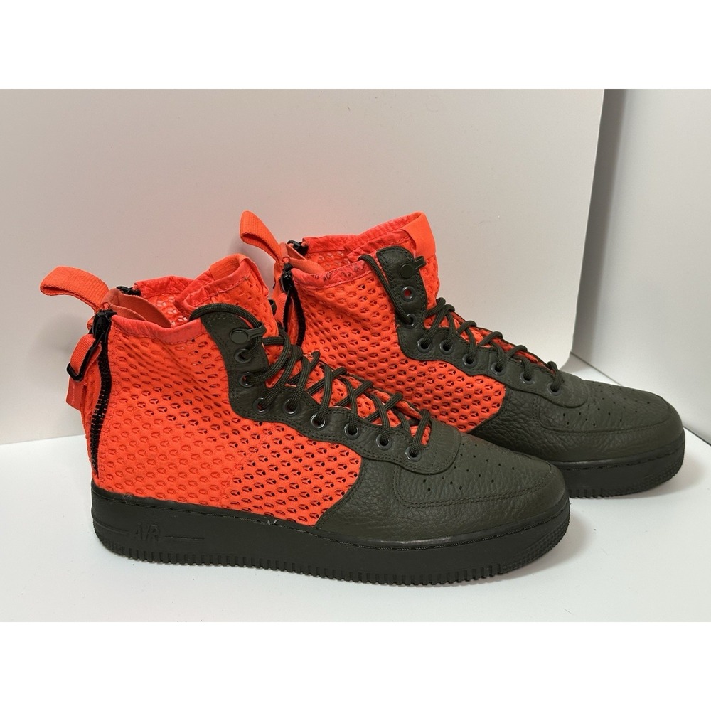 NIKE SF Air Force‎ 1 Mid Sneaker Men 9.5 Cargo Khaki Total Crimson  AA7345-300
